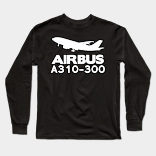 Airbus A310-300 Silhouette Print (White) Long Sleeve T-Shirt